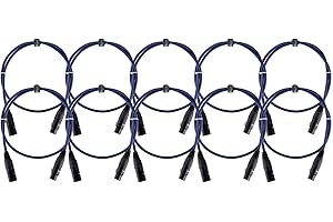 Pronomic 10er Set Stage DMX3-1 DMX-Kabel 1 Meter (zur Verkabelung von Lichteffekten, Goldkontakte, Mantelfarbe: Blau, XLR Male zu XLR Female)