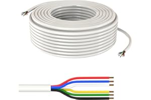 Lumonic 5x0,34mm² RGBW LED Ligne de contrôle Noir 50m | câble gainé 5 Fils Flexible | LiYY Extension, Câble d'alimentation, Câble d'alimentation LED, Câble de Commande