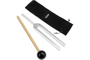 QWORK® Diapason di Prova 432 Hz in Lega di Alluminio con Martello in Silicone - Diapason per Relax e Terapia