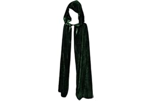 DISCOBALL langer Satin-Samtumhang mit Kapuze für Vampir-Kostüm,Halloween-Umhang,Karneval,Cosplay-Party Einheitsgröße Grün