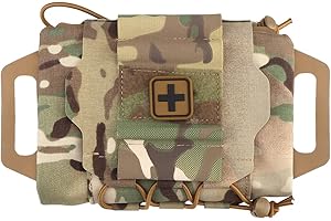 GYDEHUTJ Pochette Tactique Militaire Molle Ceinture de Premiers Soins Rapide Pochette de Survie Système en Deux Parties Porte-médicaments en Rouleau Sac à poignée en hypalon