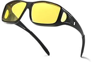 Myiaur Night Driving Over Glasses for Men Women Polarised Anti Glare Headlight Glasses & Full Wrap-Around Frame for Nighttime/Rainy