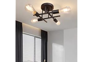 Hudi Fyier Modern Chandelier - 4 Light Industrial Vintage Style Ceiling Light for Bedroom, Kitchen, Dining Room, Loft, Office