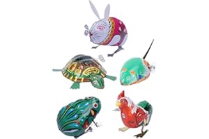 TOYANDONA Kinder Aufziehspielzeug Blech Tiere Aufziehtiere: 5 Stücke Metall Aufziehfiguren Maus Küken Schildkröte Hase Figur Frosch Figur Blechspielzeug zum Aufziehen Wind Up Spielzeug Weihnachten Geschenke