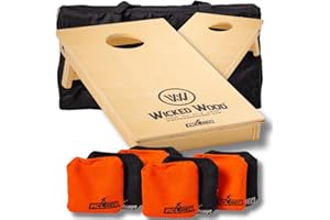 ‎WICKED WOOD GAMES Cornhole Set Mini - Wicked Wood - 60x30cm - Inklusive Säckchen und Tragetasche