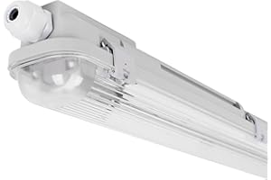 B·LED BARCELONA LED - Écran étanche pour tube LED 60 cm, IP65. Boîtier Étanche G13, Intérieure/Extérieure pour les façades, les résidences, les parkings, les entrepôts, les dépôts.