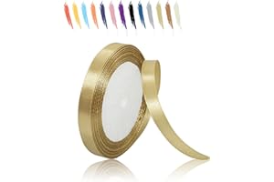 MORAINJAY Champagne Gold Ribbon 10mm Satin Ribbons Roll Fabric Thick for Gift Wrapping : 23M,Perfect for Balloons,Wedding,Flower Bouquets,Cake,Halloween Christmas Holiday Gifts Party Decorations