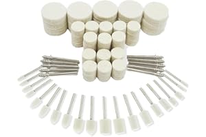 DOZYLIVE 80 Stück Wollfilz Polierscheiben für Dremel Zubehoer Polieren mit 1/8" Schaft Polieraufsätze Wolle Elastische Weiche Polierset Schwabbelscheibe für Rotationswerkzeug für Metall Glas Schmuck