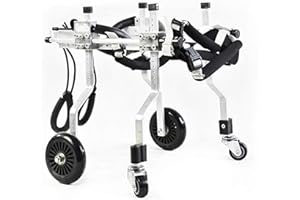 CORA PET Carrello Regolabile per la Riabilitazione delle Zampa Anteriore/Zampe Posteriori di Cani e Gatto, Imbracatura Cane Supporto per Cane Anziani/Feriti Disabili, 4 Ruote, Dog Wheelchair, 1~6KG