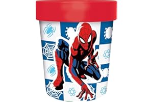 TATAWAY IN VIAGGIO SI CRESCE Marvel Czerwony kubek dziecięcy z tworzywa sztucznego Spiderman Mężczyźni Pająk 260 ml z antypoślizgową podstawą