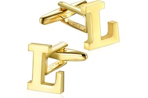HAWSON letter A-Z uppercase silver-plated/gold cuff cufflinks, used as a formal business gift for marriage with a tuxedo shirt