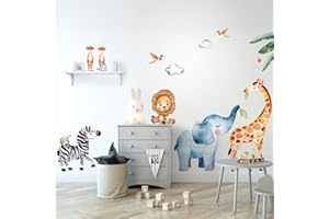 kina - Adesivo Murale Bambini Decorazione Parete Cameretta R00534 - Materiale Eco-Tessuto, Ecologico Anallergico, Riposizionabile, Effetto Carezza, Asilo Nido - Grafica Bosco e Misura 120x30 cm