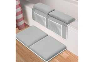 BASOYO Repose-genoux pour salle de bain - avec repose-coudes et organisateur de jouets - Séchage rapide - Antidérapant - Pour le bain de bébé