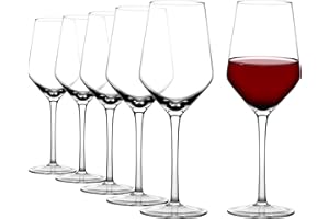 Amisglass Verre Vin Rouge, Verres Vin Blanc à Pied de 300 ML de Haute Gamme, Wine Glass Cristal Transparent sur Table, Idéal comme Cadeau - Set de 6 Pieces et 300 ML