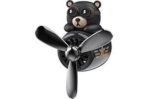 LEOLAMVAED Ambientador Coche Lindo Oso Piloto, Car Vent Ambientadores Coche, Hélice Giratoria Salida de Aire Ventilador Creativo Difusor de Coche, Accesorios para Coche Lindo, Decoración de Perfume para Coche