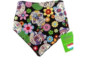 Dimples Hundehalstuch - Mexikanische Totenköpfe schwarz - Halstuch für kleine mittlere und Grosse Hunde Welpen und Katzen - Hunde Besitzer Geschenk - Handgemachtes Hunde Accessoire 25cm
