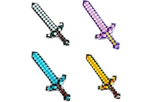AOVNA 4Pcs Pixel Inflatable Sword Pixel Weapon Balloons Toy Inflatable Long Sword for Halloween Party Favors Supplies