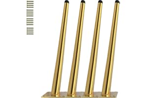 TempFoo Metal Table Furniture Legs 16 Inch, Gold Furniture Feet for Coffee Chair Desk Sofa Cabinet Cupboard Couch Bed Oblique Conical, Home DIY Projects Modern Minimalist Decor Style