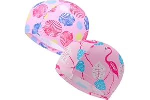 N\P DUODIAsi 2 Pcs Kids Swim Caps Toddler Swimming Caps Waterproof Swim Caps Child's Swim Hats （Flamingo or Shell) Swimming Caps for Girls Children random