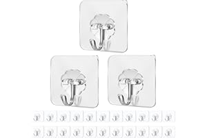 PAIDASHU Self Adhesive Hooks,25 Pack Heavy Duty Adhesive Wall Hooks, Max 10KG/22lb,Nail Free Sticky Hangers,for Bathroom, Kitchen, Towels, and More