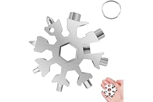 DONGSZQ 18 in 1 strumento,Strumento fiocco di neve,Portachiavi fiocco di neve,Opener Keychain,Multi attrezzo in acciaio,Cacciavite Bottle Opener Keychain Chiave per Viaggi in Campeggio (d'argento)