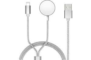 imodomio Fast Charging for Apple Watch Charger 2 in 1 Nylon Braided USB Charging Cable for iPhone and iWatch Charger