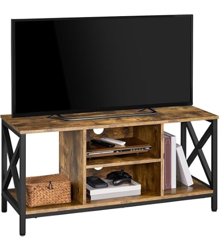 Meuble TV Yaheetech 106x50cm - 2 Placards Et étagère Réglable - Style Industriel
