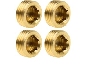 LbsAMP 4 Accesorios de Tubo de Latón para Contadores Hexagonales, Tapón de Tubería, Adaptador de 1/2 Pulgadas, Adaptador de Tubo (Hexágono Interior | Rosca Exterior)