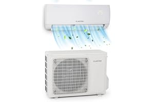 Klarstein Aire Acondicionado Split Inverter, Climatizador Pared Autolimpieza, Tecnología Fresh Air y Golden Fin, Flujo Aire AC 600 m³/h a Larga Distancia, Potencia 800/750W, 9.000 BTU/2,7 kW