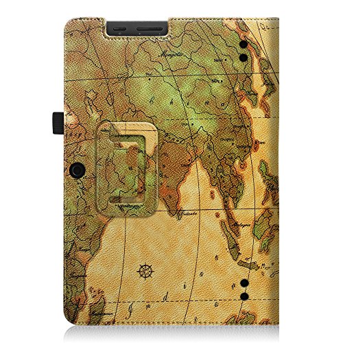 MEDION LIFETAB S10321 / Odys Notos Plus 3G Hülle Case – Fintie Slim Fit Folio Kunstleder Schutzhülle Cover Tasche mit Ständerfunktion und Stylus-Halterung für MEDION LIFETAB S10321 (MD 98687) / Odys Notos plus 3G 25,7 cm (10,1 Zoll) Tablet-PC, Landkarte Braun - 7