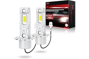 AUXIRACER Lampadina LED H3, 30000LM 80W 500% Più Luminoso Mini H3 LED Car Conversion Kit, Senza Ventole, Senza Polarità, Plug And Play, Sostituzione Alogena, Abbaglianti e Anabbaglianti