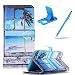 Produktbild iPhone 6S Hülle Ledertasche Schutztasche Case,iPhone 6 Bookstyle Magnet PU Leder Handytasche Hülle,Herzzer Mode Prämie [Strandlandschaft Muster] Weich Innere Mit Standfunktion Kartenfach Leder Schutzhülle Tasche Brieftasche Handyhülle Schutz Schale Hüllen Wallet Case Cover für iPhone 6/6S 4.7 inch + 1 x Frei Blau Handy Halterung Ständer + 1 x Blau Touch Pen Stift Stylus