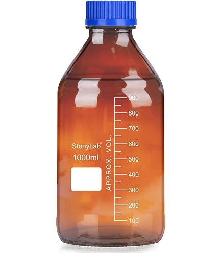 Gaswaschflasche Aus Borosilikatglas – 500 Ml, PTFE GL45-Kappe, GL14-Schlauchanschluss, Graduiert, Für Labor Und Hobby