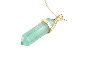 LAVISA Obelisk Edelsteinkette Gold, Anhänger, echte Kristall kette, Halskette, Rosenquarz, Amethyst, Naturstein - 55 + 5 cm