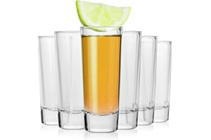 Alcohol Cage Verres LONG SHOT Ensemble de Verres à Shot, Vodka, Liqueur - Stables Grâce à Base Épaisse - Lavables en Lave-Vaisselle - Forme Longue - Capacité 65 ml - 6 pcs