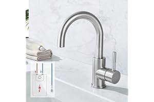 Niederdruck Armatur Küche/Bad, 360° Drehbar Wasserhahn Niederdruck, Einhebelmischer Waschtischarmatur, Wasserhahn mit 3 Anschluessen Fuer Boiler, Mischbatterie Spültischarmatur aus Edelstahl