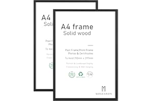 ATOBART A4 Wood Photo Frame,2 Pack-21x30cm Black Wood Picture Frame,Certificate Frame for Wall Mount or Table Top Display,Set of 2