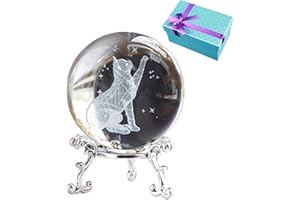 WINNSELL Cat Gifts for Women, 6cm Crystal 3D Ball with Stand Cat Figurine Ball, Home Art Decor Crafts Ornament Gifts for Cat Lovers Memorial Gift for Special People