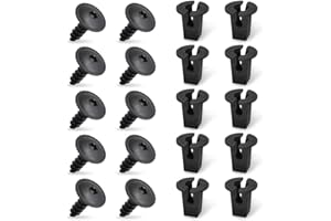 YAYNO 20 Pièces Ensemble de clips de fixation pour voiture Vis Tôle Pour Garde Vis Ailes Sous Le Capot Du Moteur Agrafes Carrosserie pour Pare-Chocs Porte de Voiture Fender Push Kit de Remplacement