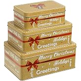 Biscuit Tins Set of 3   Christmas   Cookie Tin Merry Christmas