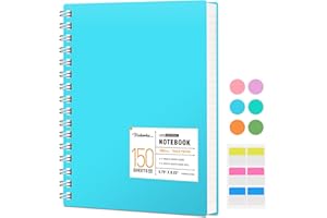 HIUKOOKA A5 Notebook, Wirebound Spiral Notebooks 300 Pages/150 Sheets for Writing,100gsm College-Ruled Paper Notepad,PVC Hardcover, for Women Men Work Office School, 14 x 21cm (Blue)