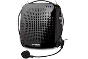 Amplificador de Voz portátil 15W, SHIDU Personal Amplificador Voz con micrófono con Cable Auriculares Altavoz de micrófono Recargable para Profesores, guías turísticos, Entrenadores Deportivos, Clase