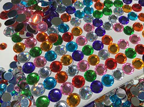 800 Stück 8mm glitzernde bunte Runde Steinchen Bunte Mischung Deko Strasssteine eckige Acrylsteine Strass Steine zum Bekleben Opaleffekt Regenbogeneffekt Laser Optik Regenbogensteine transparent klar kristall basteln Gltzersteine Schmucksteine Strass Steine zum Verzieren Dekorieren von CRYSTAL KING - 2