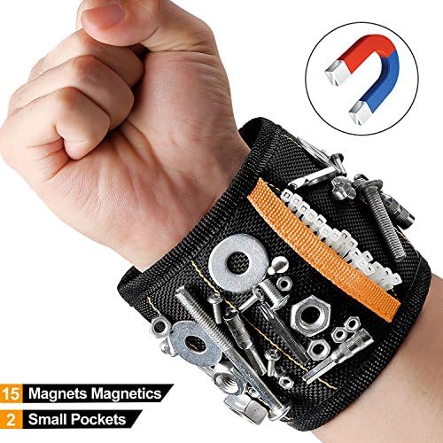 Visenta Magnetic Wristband Keeps Screws Nails and Tools Handy While Working Adjustable Tools Organiser Belt Best Tool Gift for DIY Handyman Men Women (black)