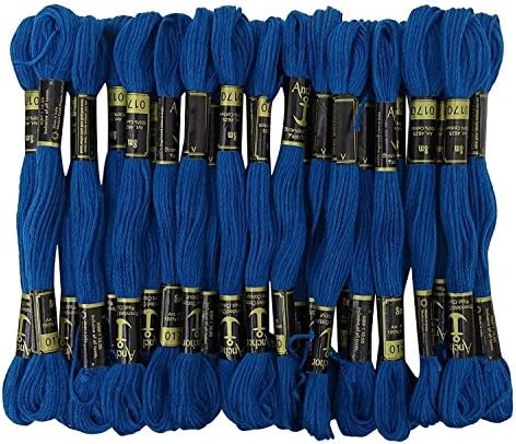 25 Pcs Cotton Sewing Thread Needlepoint Embroidery Skeins Cross Floss Stitch Royal Blue