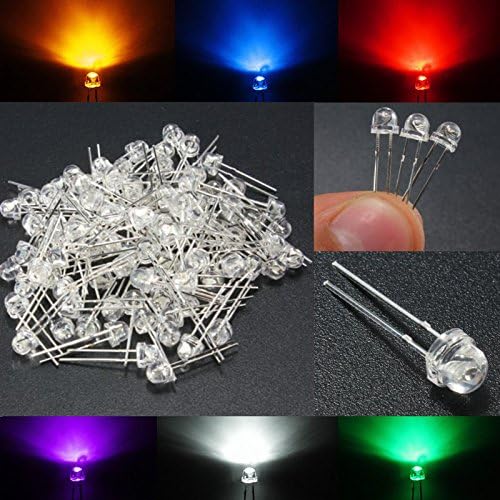 Pegasus 100PCS 5MM 6 Color Straw Hat LED Emitting Diodes Water Clear DIY Wide Angle Light