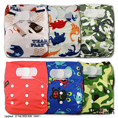 LittleBloom, Reusable Pocket Cloth Nappy, Fastener: Velcro, Set of 6, Patterns 603, With 6 Microfibre and 6 Bamboo Inserts, (see "Special Offers and Product Promotions" for Special Offers Detail)