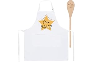 BAFEIL Baker Apron and Wooden Spoon Set - Personalised Kitchen Cooking Aprons for Women and Men, Funny Baking Gifts for Bakers Wife Husband, Chef Cooking Accessories