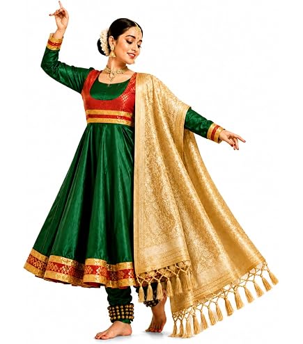 green kathak dress Dark Blue And Green Classical Dance Dress
