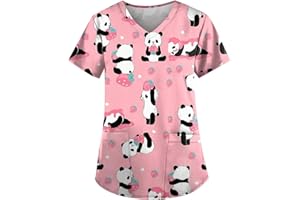 Saymany Berufskleidung Damen Kasack Pflege Kasack Schlupfkasack Kurzarm V-Ausschnitt Motiv Bunt Arzt Uniform Berufsbekleidung Krankenschwester Kleidung Damen Pflege Kasack Leicht Nurse Uniformen